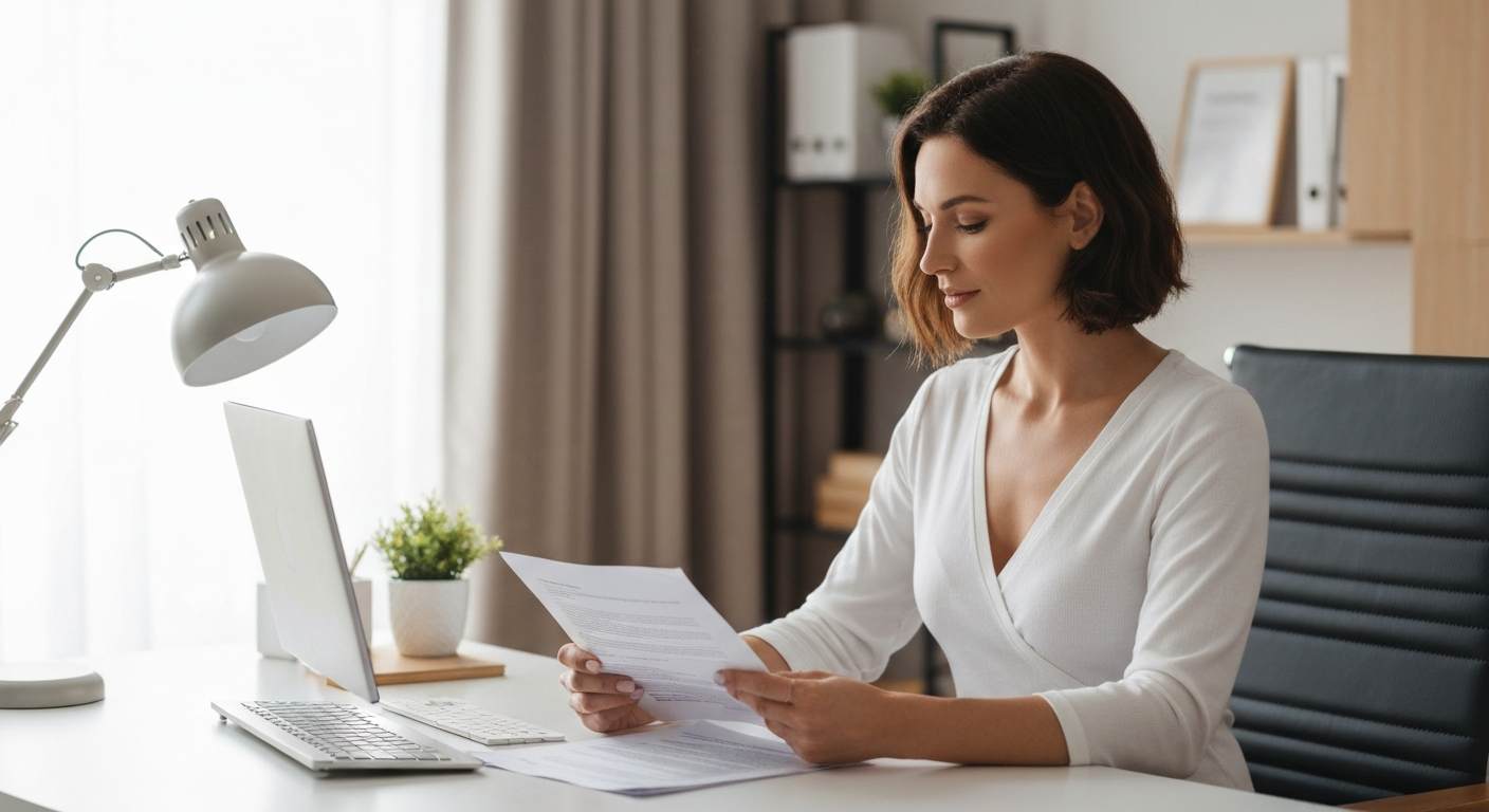 Homeowner reviewing real estate documents